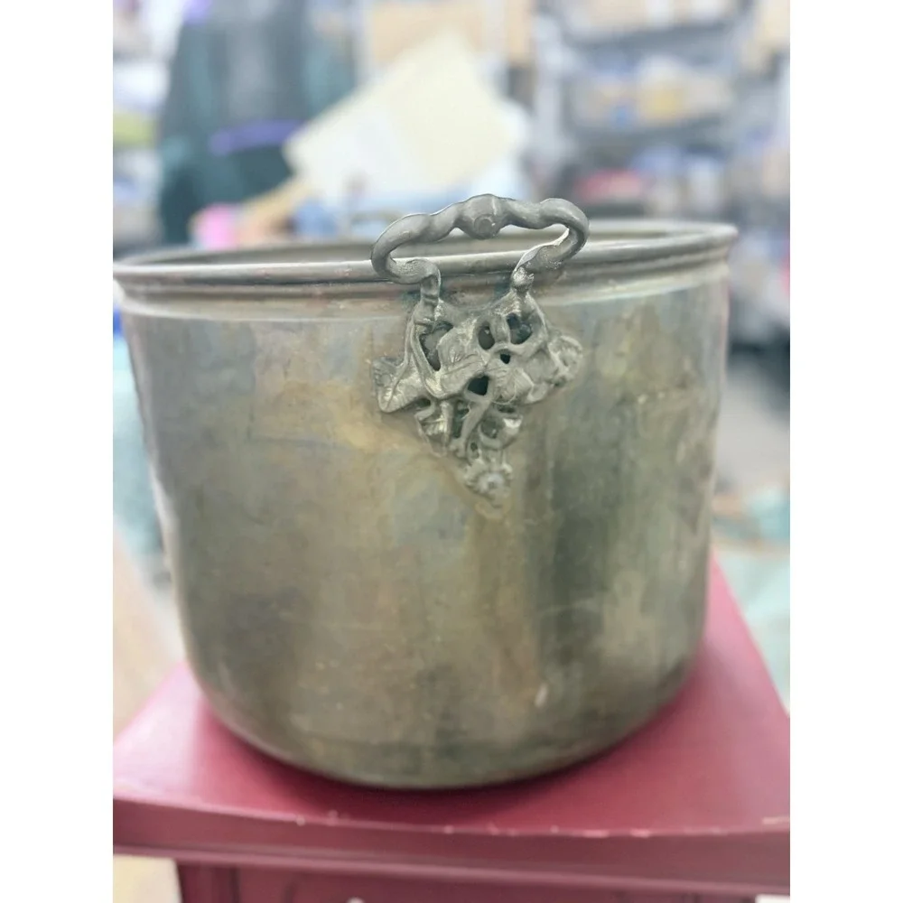 Vintage Copper Jardinniere 14in‎ Round Pot For Planter